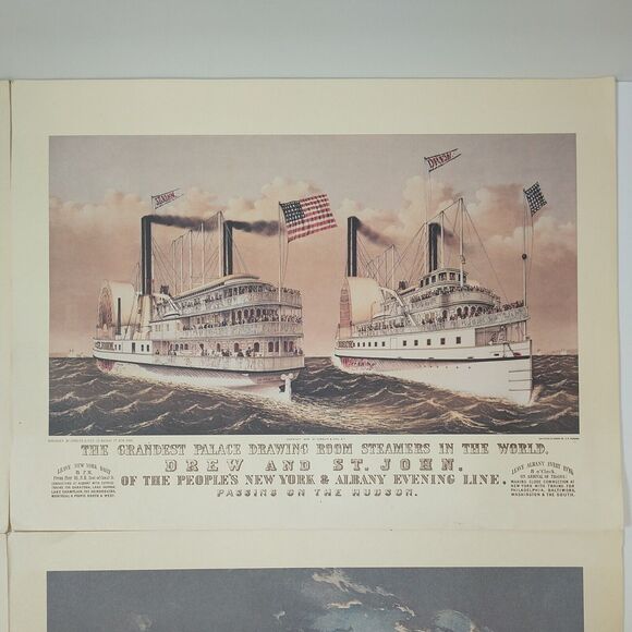 4 Currier And Ives The River Lithograph Prints Mississippi Steamboat Mayflower - Picture 7 of 15